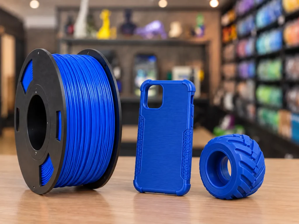 Filament TPU bleu pour coques et pièces flexibles