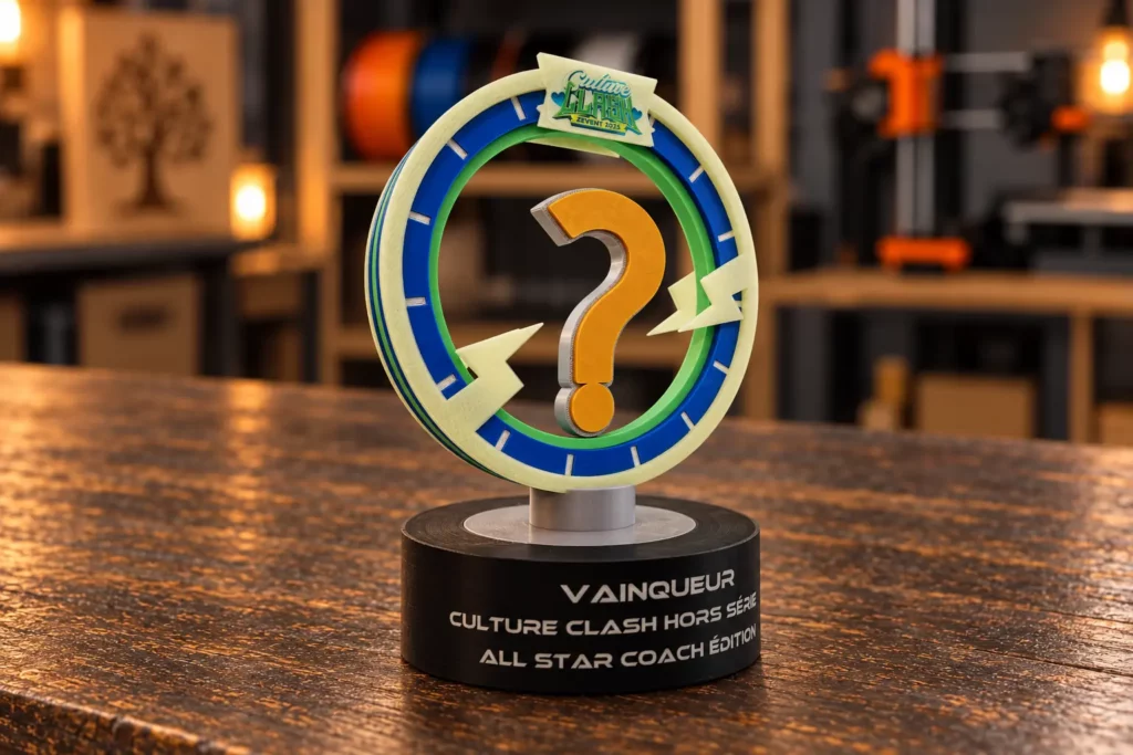 Trophée gravé et imprimé en 3D