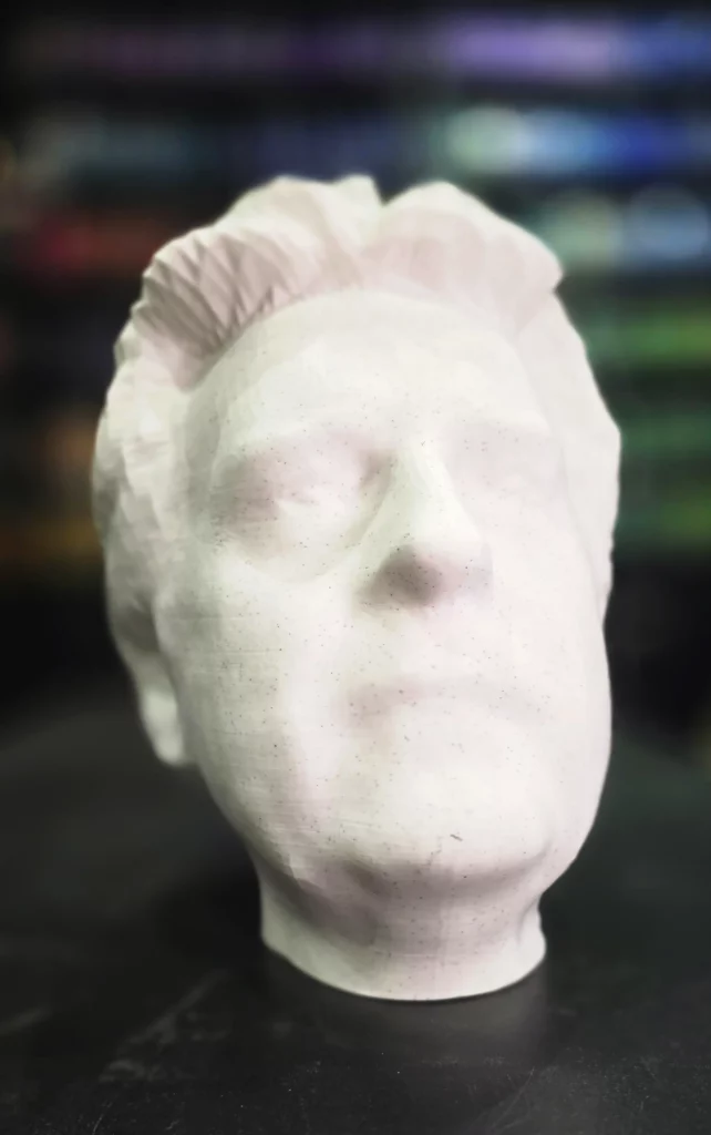 Visage d'homme reproduit en 3D d'après photo