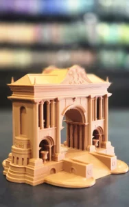 Monument grec imprimé en 3D, vue de détail des colonnes