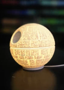 Lampe ronde imprimée en 3D en veilleuse